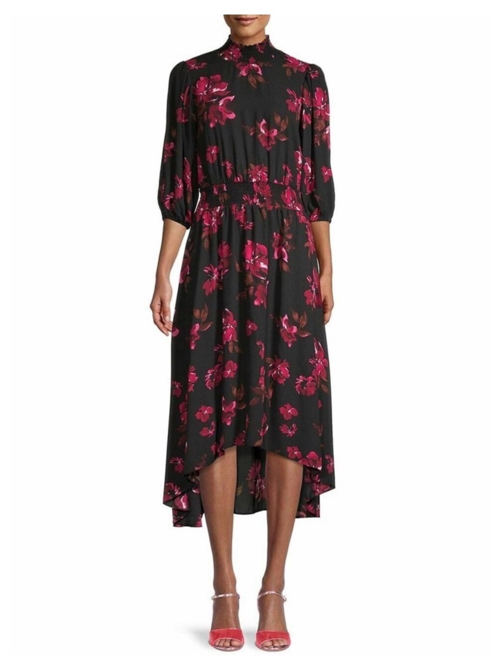 Nanette Lenore black and hot pink floral dress size 6